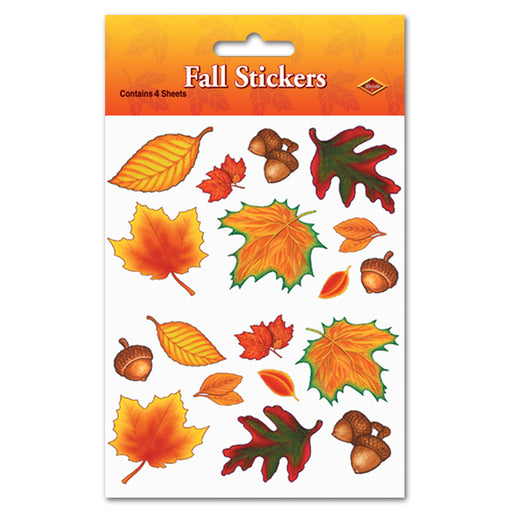 Fall Leaf Stickers – 4¾" x 7½" – (4 Shs/Pkg) by Beistle for Thanksgiving/Fall Stickers