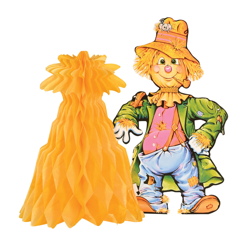 Scarecrow w/Tissue Cornshock Centerpiece – 11" – (1/Pkg) by Beistle for Thanksgiving/Fall Tissue