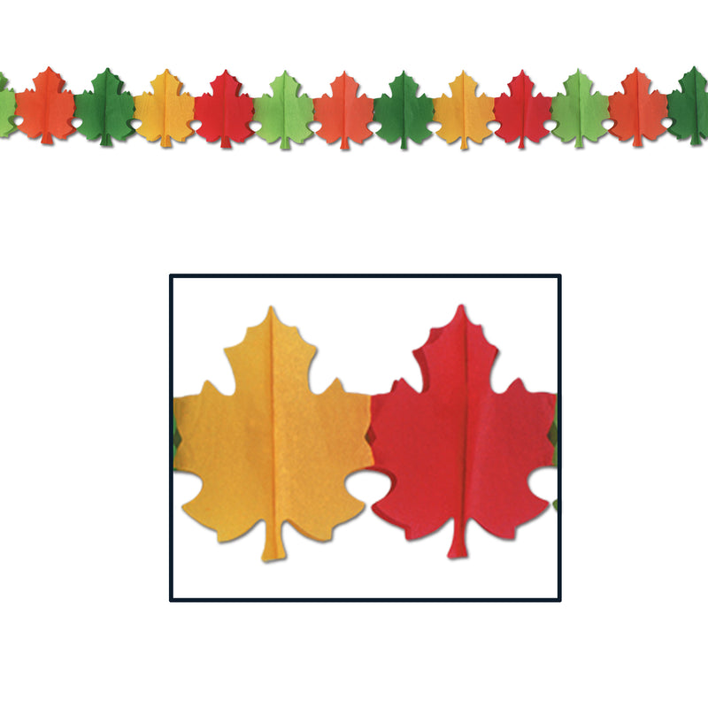 Fall Leaf Garland – 9" x 12' – (1/Pkg) by Beistle for Thanksgiving/Fall Tissue