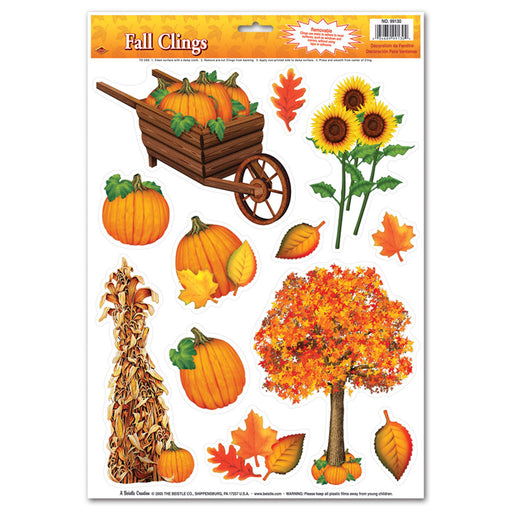 Fall Clings – 12" x 17" Sh – (12/Sh) by Beistle for Thanksgiving/Fall Window Clings