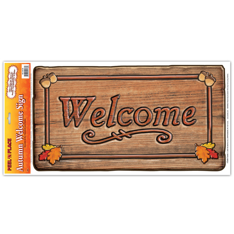 Autumn Welcome Sign Peel 'N Place – 12" x 24" Sh – (1/Sh) by Beistle for Thanksgiving/Fall Peel 'N Place
