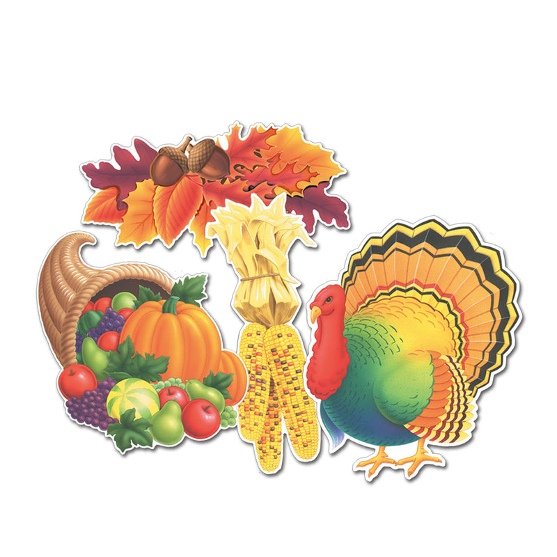 Thanksgiving Cutouts – 13¾"-15¼" – (4/Pkg)