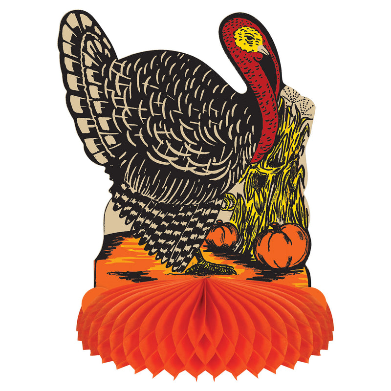 Vintage Fall Harvest Turkey Centerpiece – 8" – (1/Pkg) by Beistle for Thanksgiving/Fall Tissue