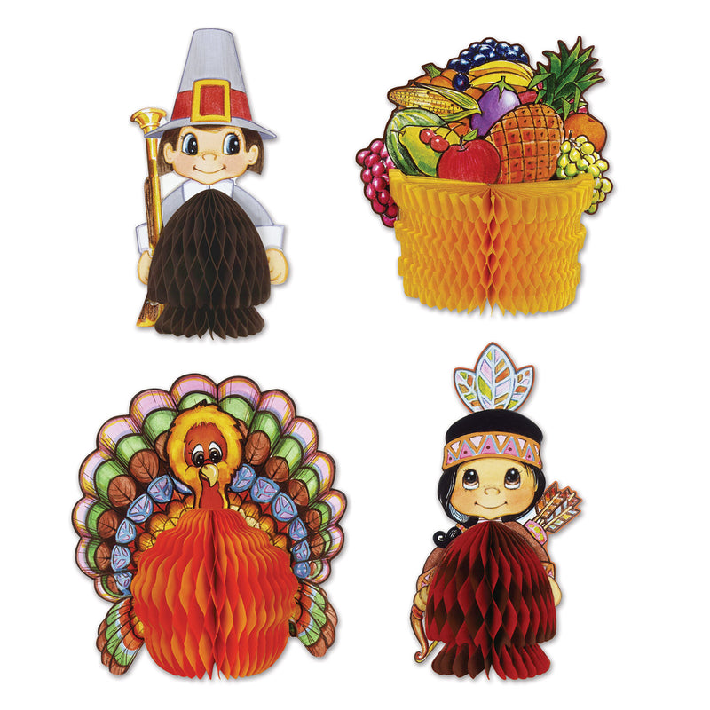 Thanksgiving Mini Centerpieces – 4½"-6¼" – (4/Pkg)