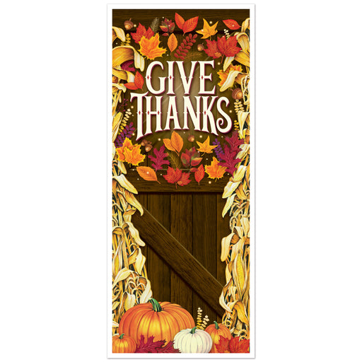 Give Thanks Door Cover – 6' x 30" – (1/Pkg) by Beistle for Thanksgiving/Fall Door Covers
