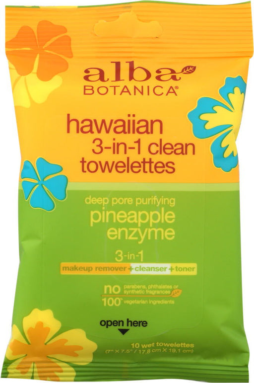 ALBA BOTANICA: Hawaiian 3-in-1 Clean Towelettes, 10 pc - No Brand For Less 