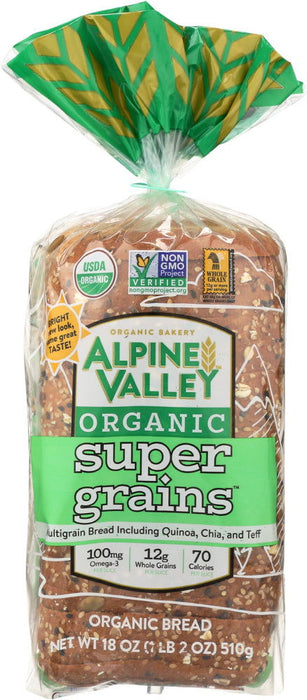 ALPINE VALLEY: Bread Organic Super Grain, 18 oz - No Brand For Less 