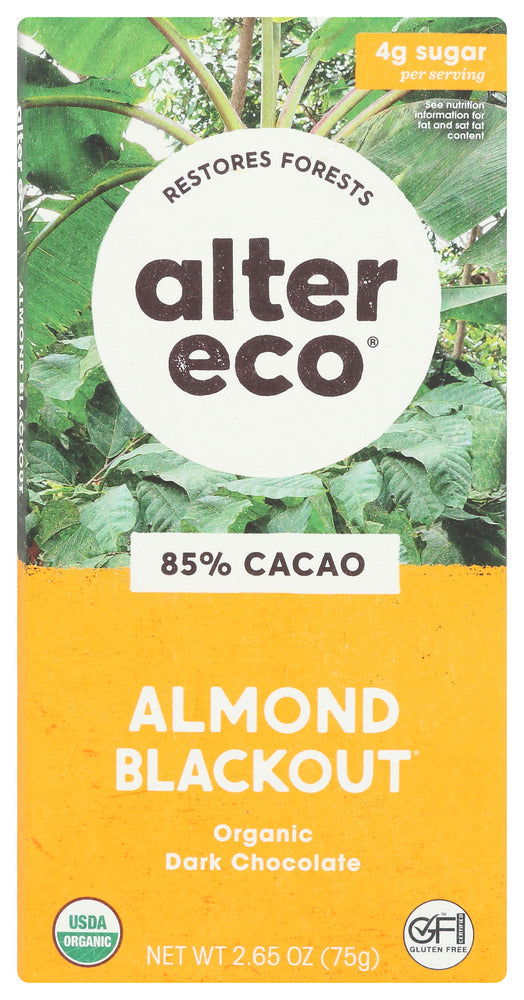 ALTER ECO: Almond Blackout Dark Chocolate Bar, 2.65 oz - No Brand For Less