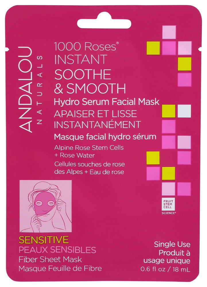 ANDALOU: 1000 Roses Instant Soothe & Smooth Sheet Mask, 0.6 fo - No Brand For Less