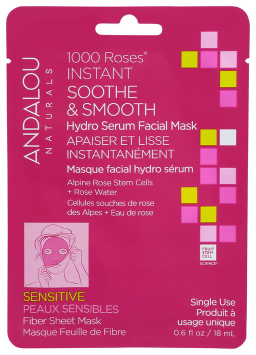 ANDALOU: 1000 Roses Instant Soothe & Smooth Sheet Mask, 0.6 fo - No Brand For Less