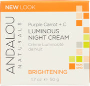 ANDALOU NATURALS: Luminous Night Cream Purple Carrot + C Brightening, 1.7 Oz - No Brand For Less