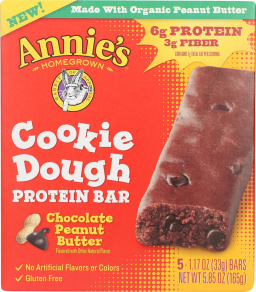 ANNIES HOMEGROWN: Chocolate Peanut Butter Cookie Dough Protein Bars, 5.85 oz - No Brand For Less 