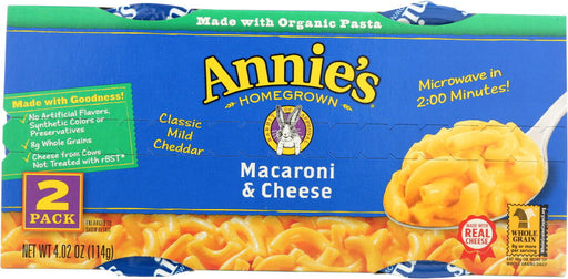 ANNIES HOMEGROWN: Mac and Cheese Micro Cups Pack of 2, 4.02 oz - No Brand For Less 