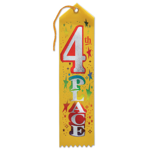 "4th" Place Award Ribbon – 2" x 8" by Beistle for Sports Award Ribbons