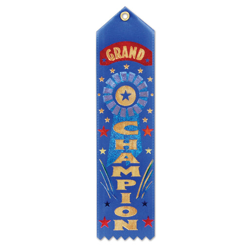 Grand Champion Award Ribbon – 2" x 8" by Beistle for Sports Award Ribbons