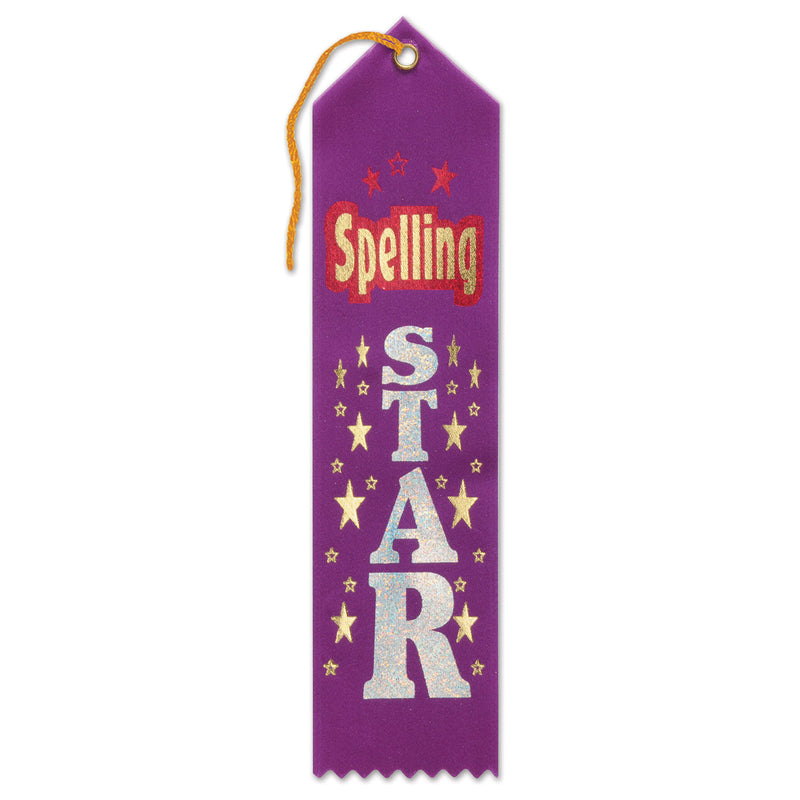 Spelling Star Award Ribbon – 2" x 8" by Beistle for Educational Award Ribbons