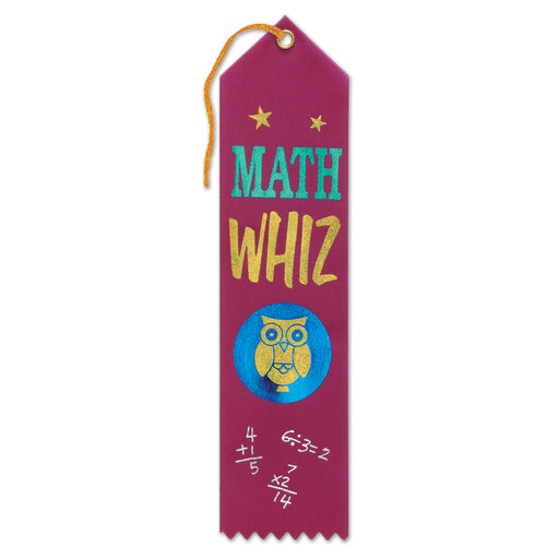 Math Whiz Award Ribbon – 2" x 8" by Beistle for Educational Award Ribbons