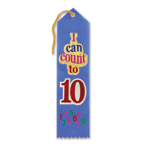 I Can Count To Ten Award Ribbon – 2" x 8" by Beistle for Educational Award Ribbons