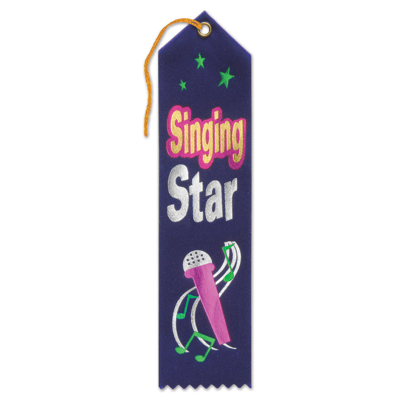 Singing Star Award Ribbon – 2" x 8" by Beistle for Educational Award Ribbons
