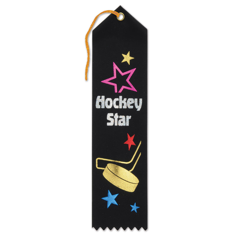 Hockey Star Award Ribbon – 2" x 8" by Beistle for Sports Award Ribbons
