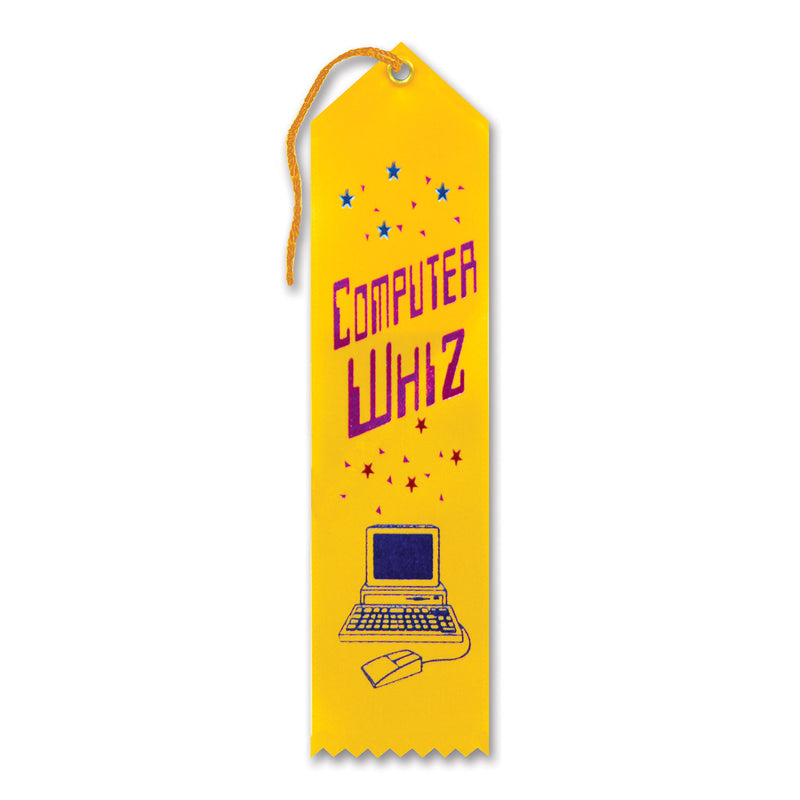 Computer Whiz Award Ribbon – 2" x 8" by Beistle for Educational Award Ribbons
