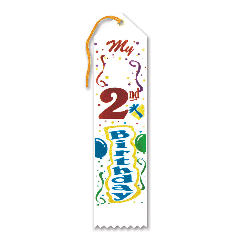 My "2nd" Birthday Award Ribbon – 2" x 8" by Beistle for Birthday-Age Specific Award Ribbons