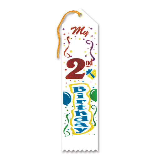 My "2nd" Birthday Award Ribbon – 2" x 8" by Beistle for Birthday-Age Specific Award Ribbons