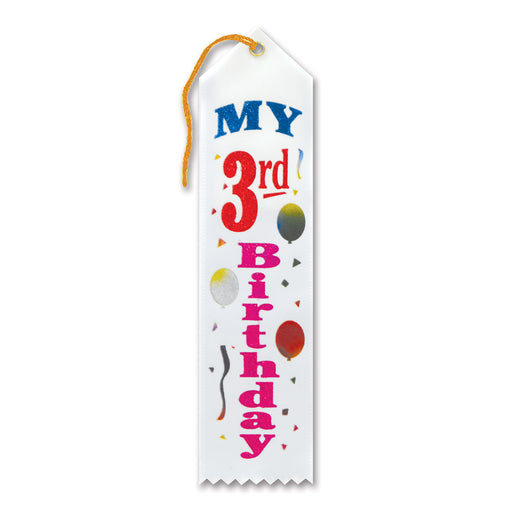 My "3rd" Birthday Award Ribbon – 2" x 8" by Beistle for Birthday-Age Specific Award Ribbons