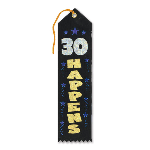 30 Happens Award Ribbon – 2" x 8" by Beistle for Over-The-Hill Award Ribbons