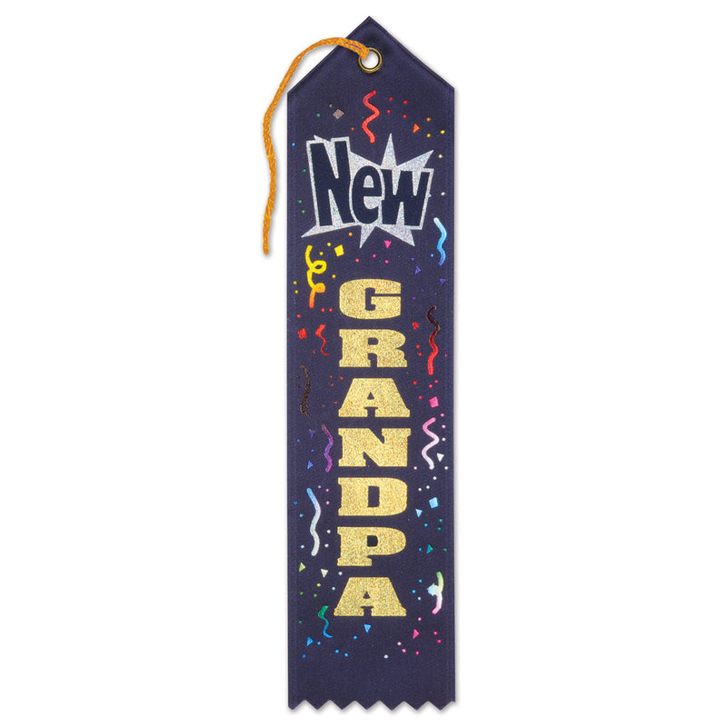 New Grandpa Award Ribbon – 2" x 8" by Beistle for Baby Shower Award Ribbons