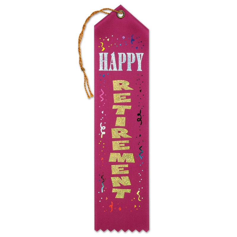 Happy Retirement Award Ribbon – 2" x 8" by Beistle for Retirement Award Ribbons