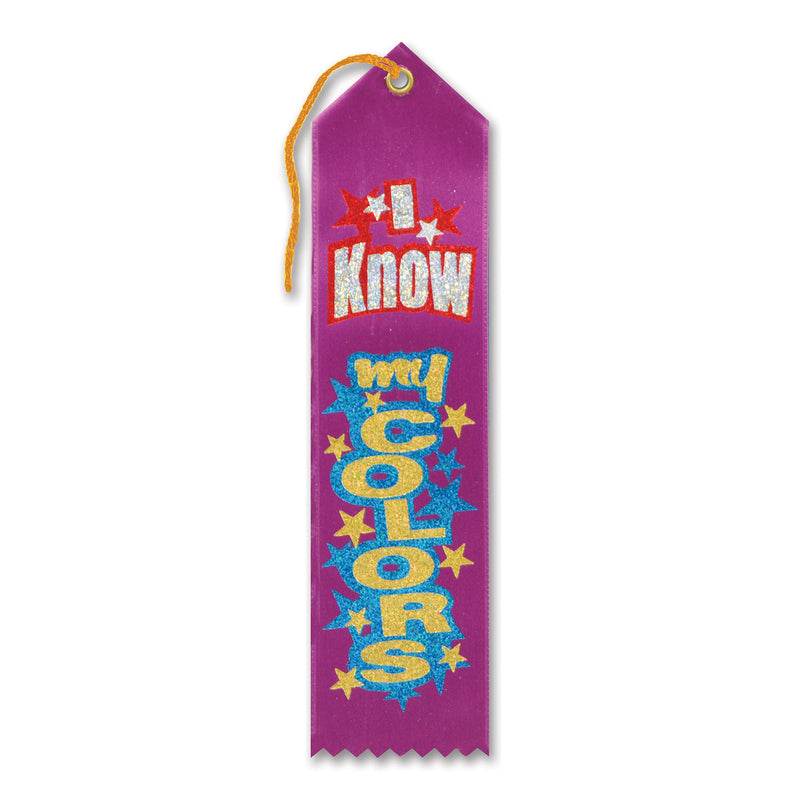 I Know My Colors Award Ribbon – 2" x 8" by Beistle for Educational Award Ribbons