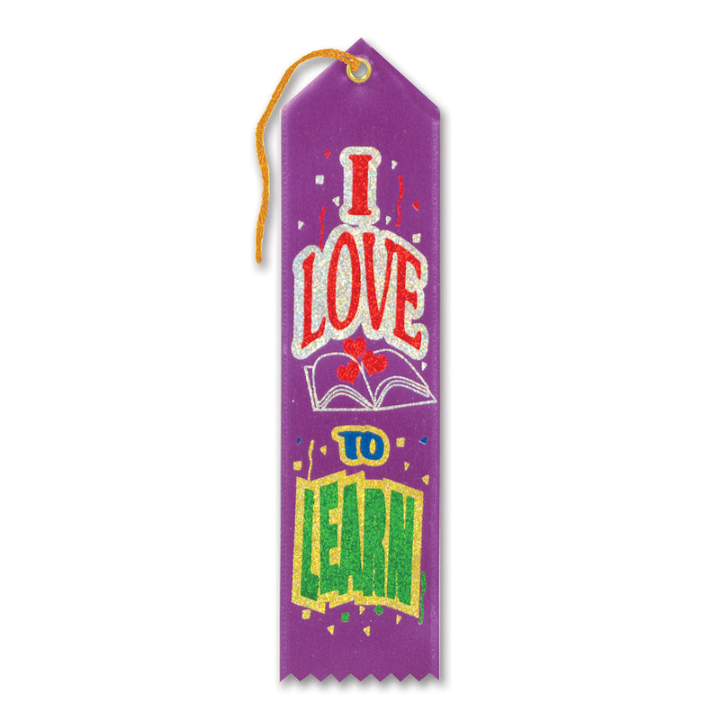 I Love To Learn Award Ribbon – 2" x 8" by Beistle for Educational Award Ribbons