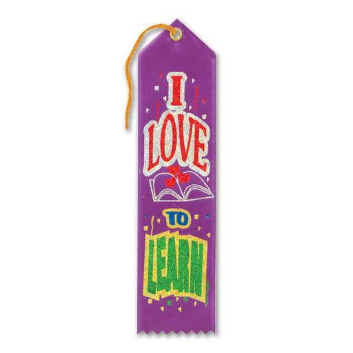 I Love To Learn Award Ribbon – 2" x 8" by Beistle for Educational Award Ribbons