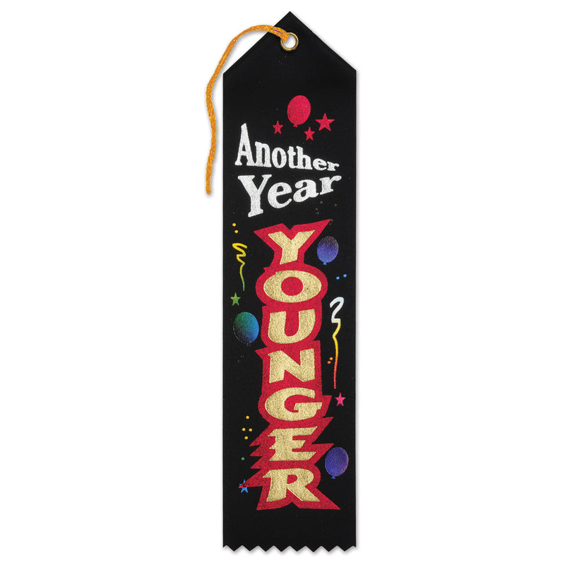 Another Year Younger Award Ribbon – 2" x 8" by Beistle for Over-The-Hill Award Ribbons