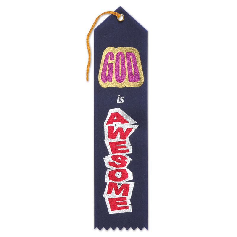 God Is Awesome Ribbon – 2" x 8" by Beistle for Religious Award Ribbons