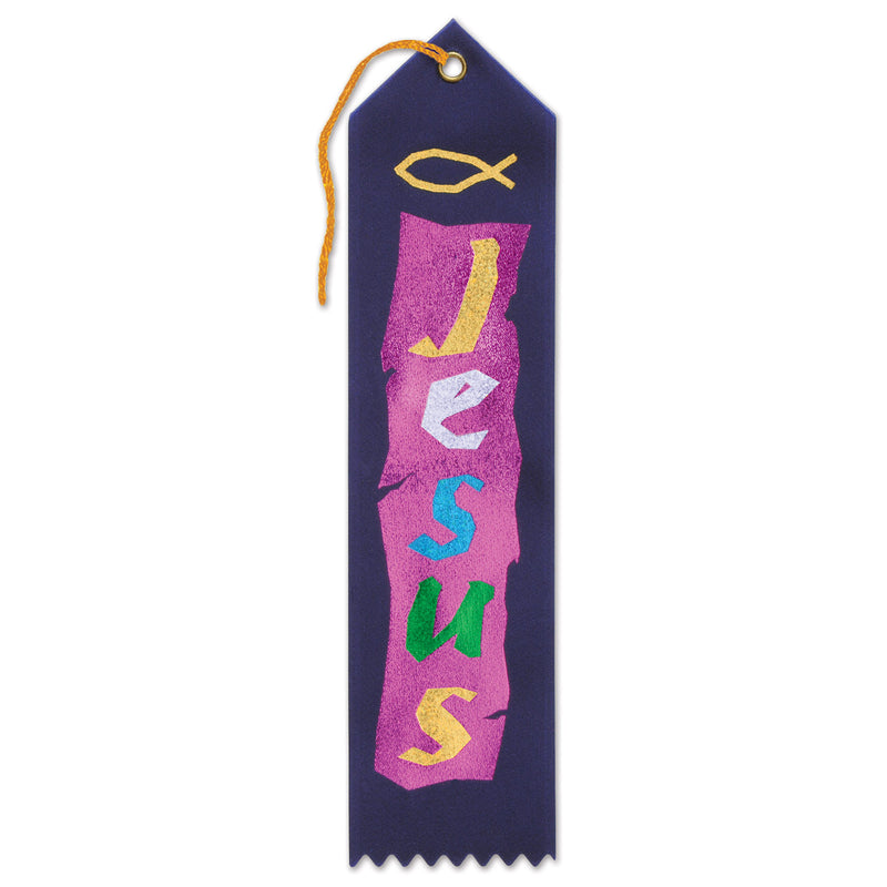 Jesus Ribbon – 2" x 8" by Beistle for Religious Award Ribbons