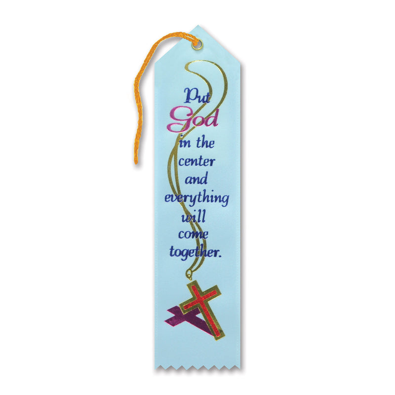 Put God In The Center Ribbon – 2" x 8" by Beistle for Religious Award Ribbons