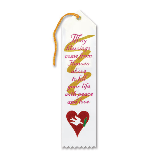 May Blessings Come From Heaven Ribbon – 2" x 8" by Beistle for Religious Award Ribbons
