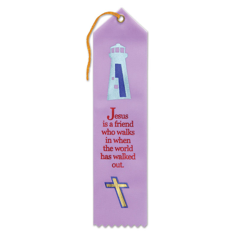 Jesus Is A Friend Ribbon – 2" x 8" by Beistle for Religious Award Ribbons