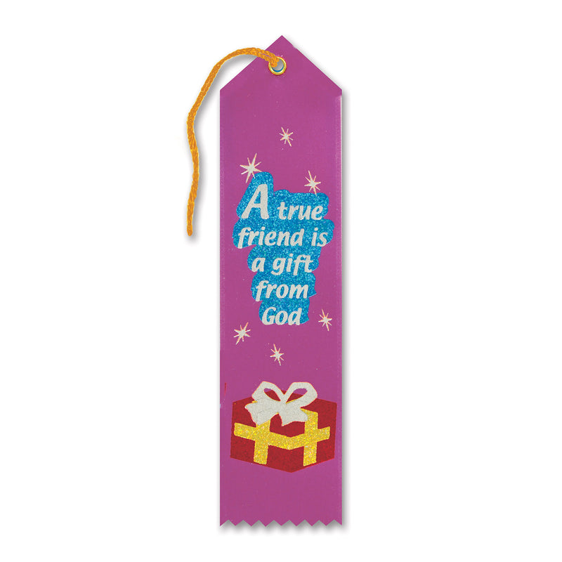 A True Friend Is A Gift From God Ribbon – 2" x 8" by Beistle for Religious Award Ribbons
