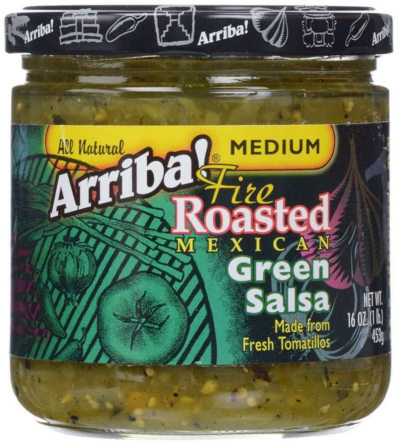 ARRIBA: Fire Roasted Mexican Green Salsa Medium, 16 oz - No Brand For Less