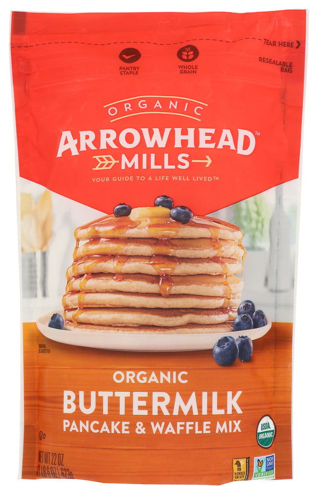 ARROWHEAD MILLS: Organic Buttermilk Pancake Waffle Mix, 22 oz - No Brand For Less