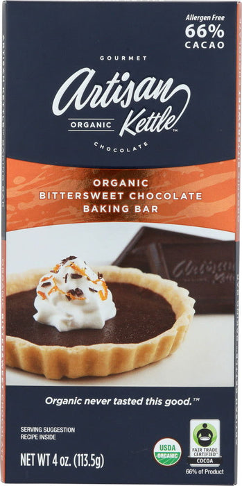 ARTISAN KETTLE: Bittersweet Chocolate Baking Bar Organic, 4 oz - No Brand For Less 