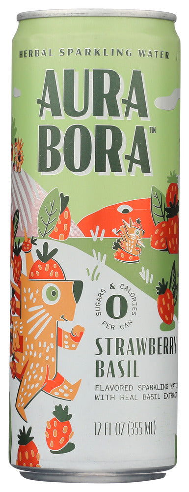 AURA BORA: Water Sprkl Basil Berry, 12 fo - No Brand For Less