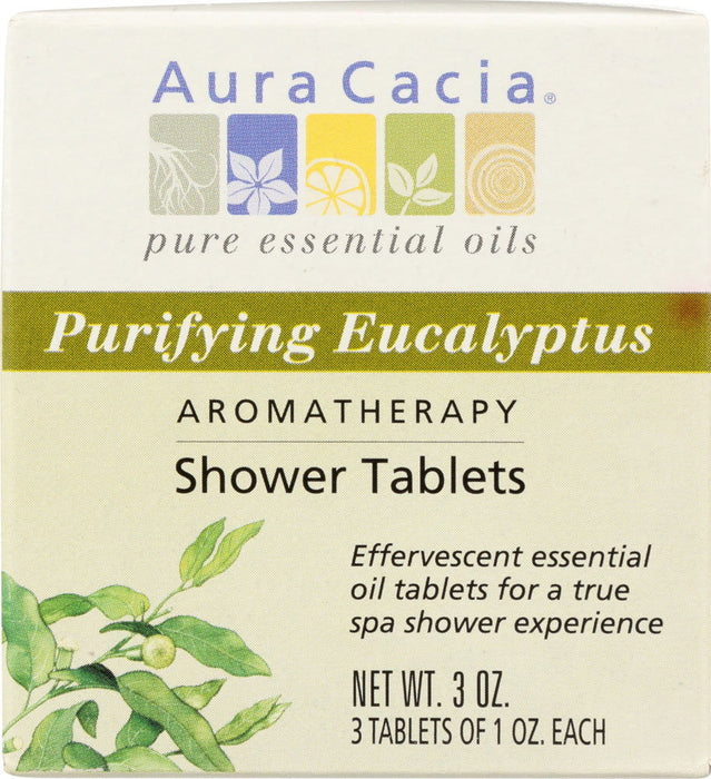 AURA CACIA: Aromatherapy Shower Tablets Purifying Eucalyptus 3 tablets (1 oz each), 3 oz - No Brand For Less 