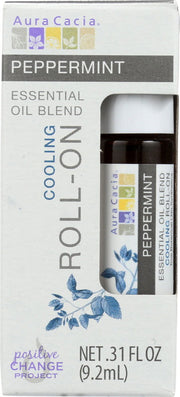 AURA CACIA: Oil Essential Roll-on Peppermint, 0.31 oz - No Brand For Less