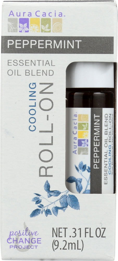 AURA CACIA: Oil Essential Roll-on Peppermint, 0.31 oz - No Brand For Less