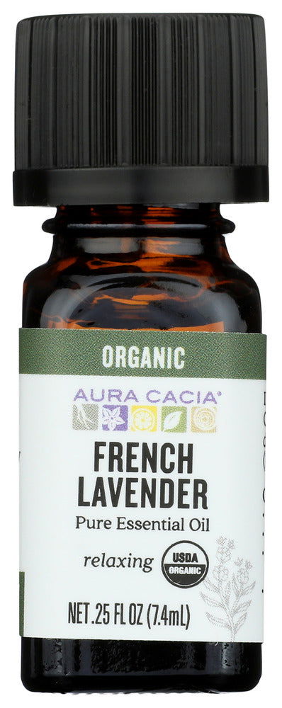 AURA CACIA: Organic French Lavender Pure Essential Oil, 0.25 oz - No Brand For Less
