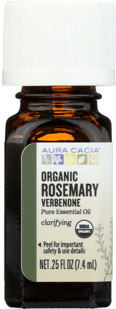 AURA CACIA: Organic Rosemary Verbenone Pure Essential Oil, 0.25 oz - No Brand For Less